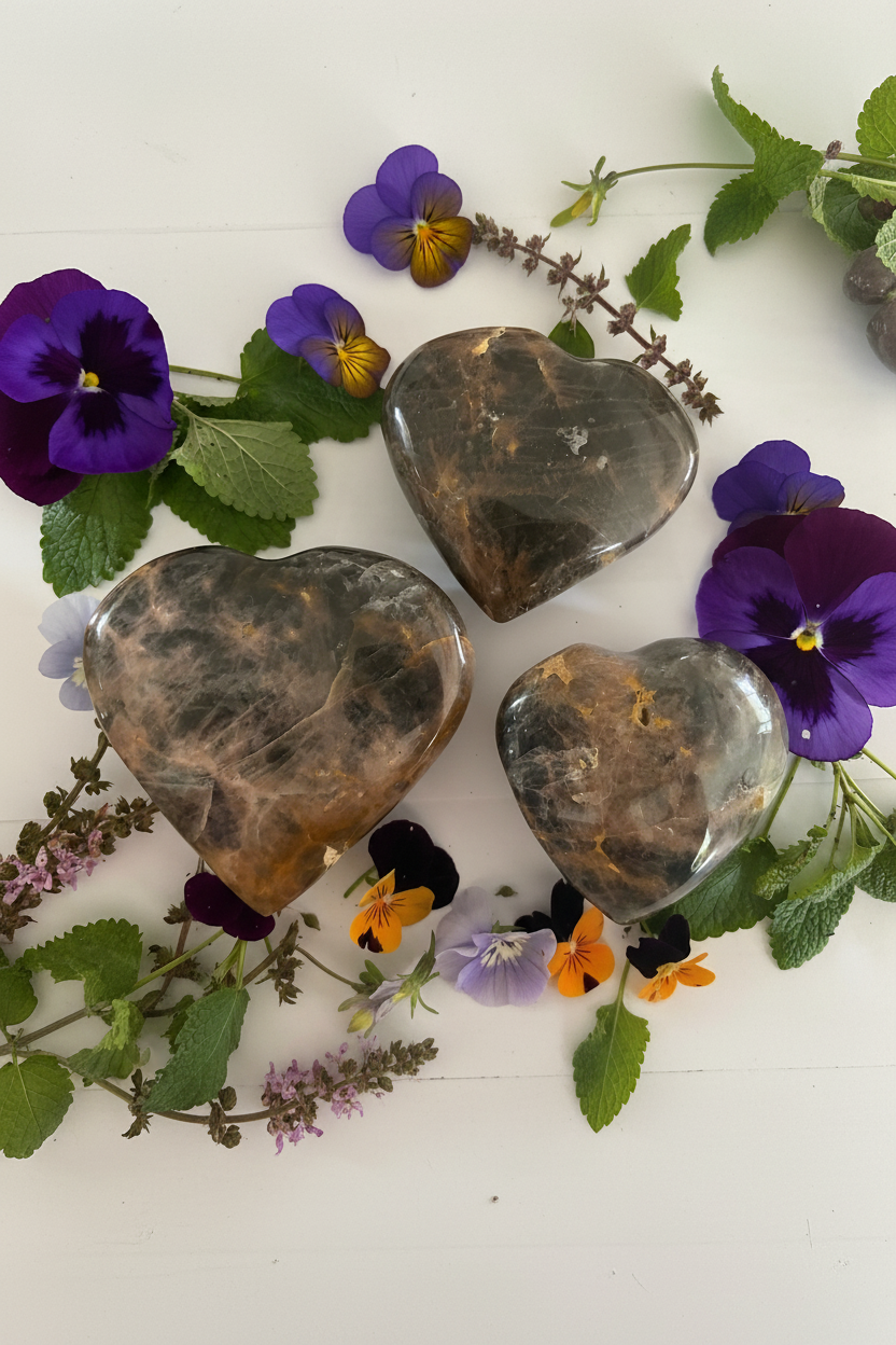 Black Moon Stone Hearts