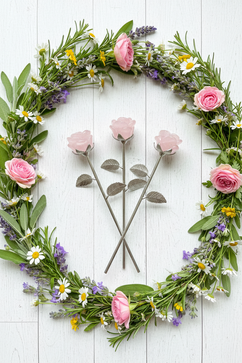 Rose Quartz Rose Staff