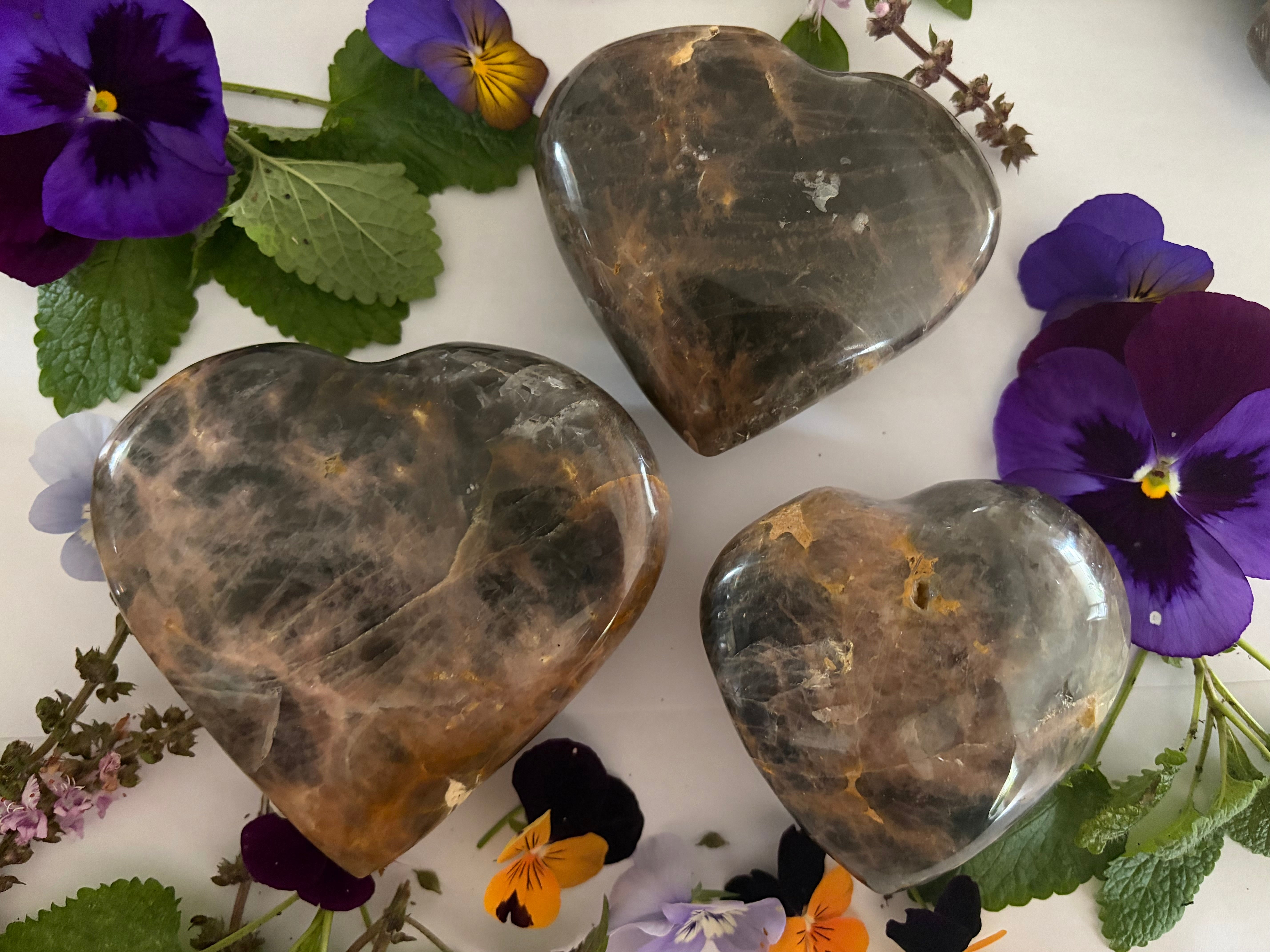 Black Moon Stone Hearts