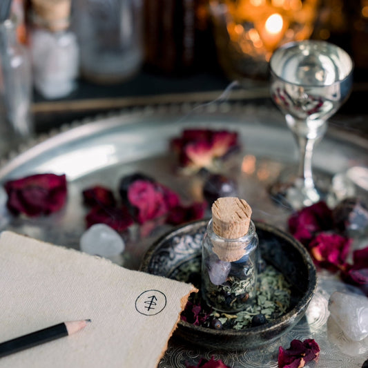 beskpoke ritual perfume on a altar