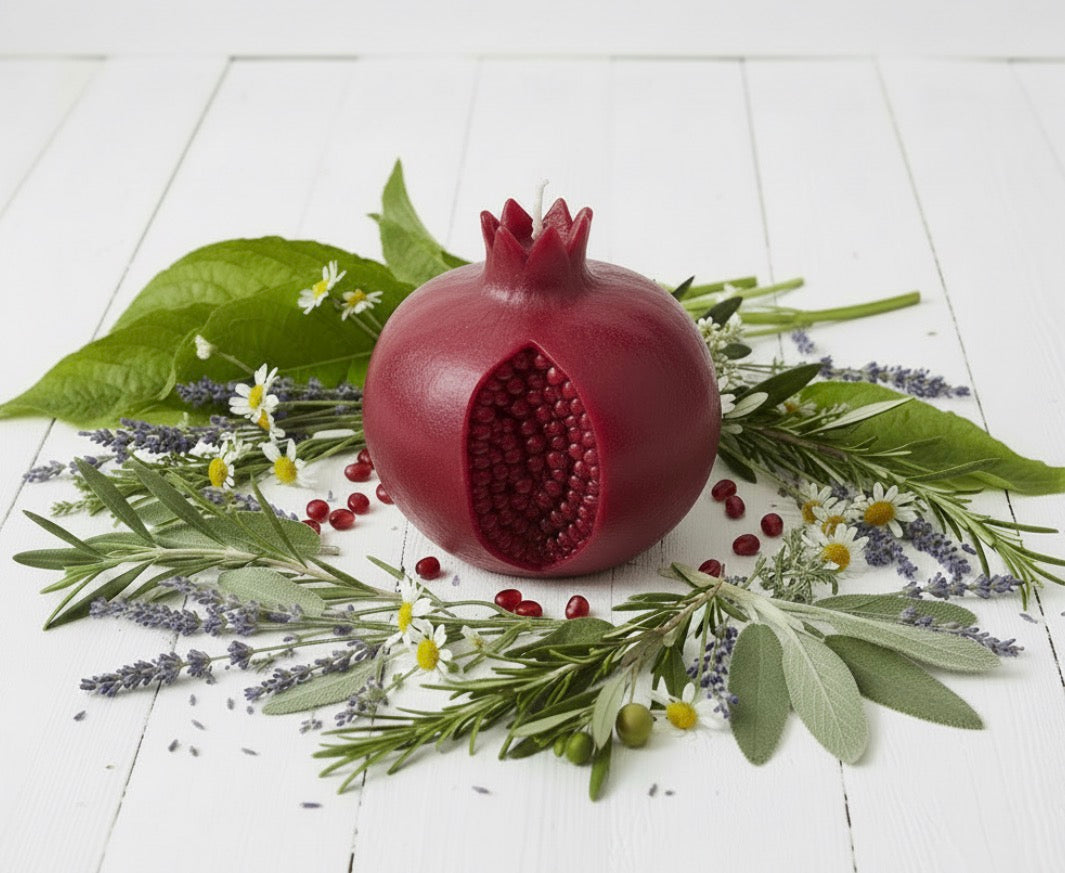 Large Red Pomegranate Candle