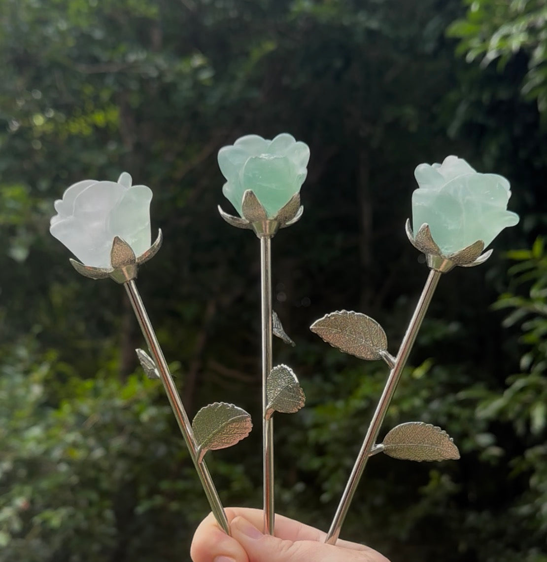 Green Fluorite Rose Staffs