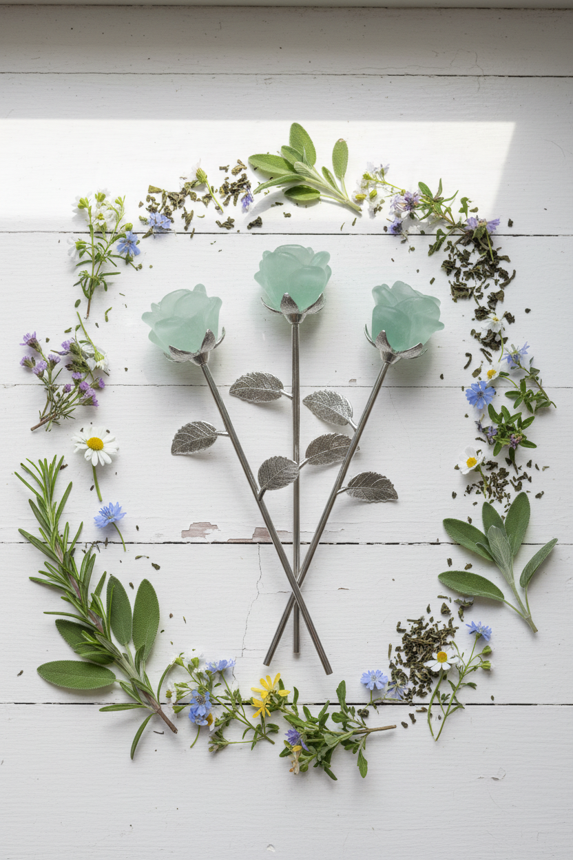 Green Fluorite Rose Staffs