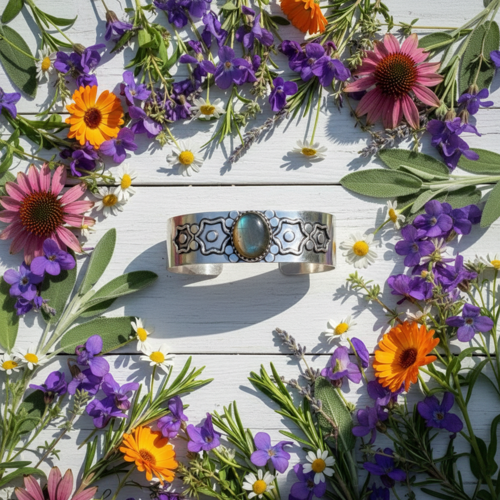 Labradorite Flower Goddess Cuff