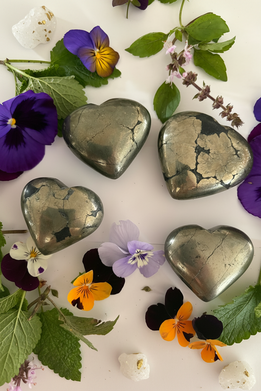 Pyrite Hearts with Black Shale
