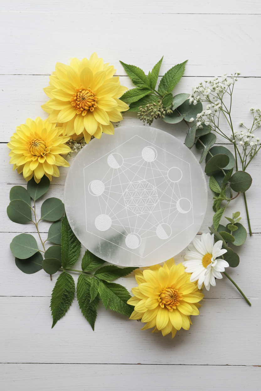 Selenite Moon Charging Plate